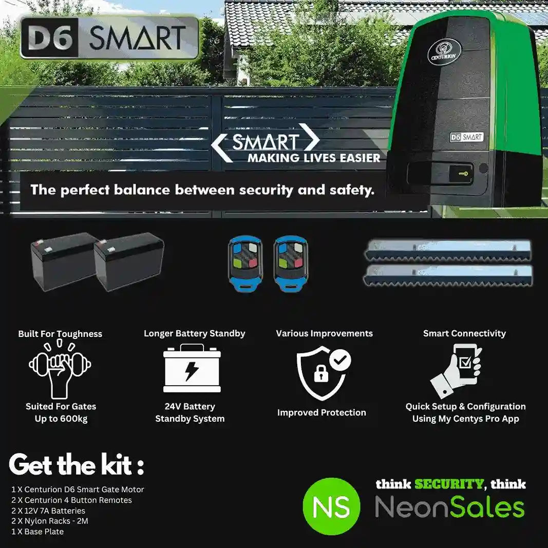CENTURION D6 SMART MOTOR KIT + 2 RACKS + 2 BATTERY - NeonSales {{ shop.shopifyCountryName }}