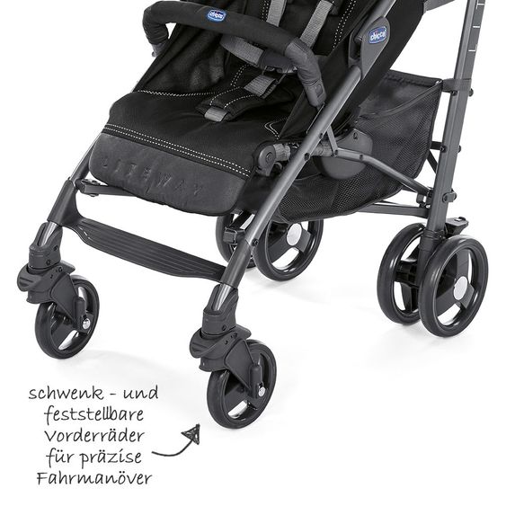 Chicco Liteway 3 stroller swivel front wheels and storage basket