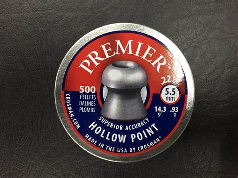 CROSMAN 5.5MM PREMIER HOLLOW POINT 14.3GR - 500'S - NeonSales {{ shop.shopifyCountryName }}