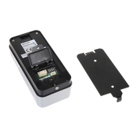 Security device back panel open showing circuit board and detached cover plate