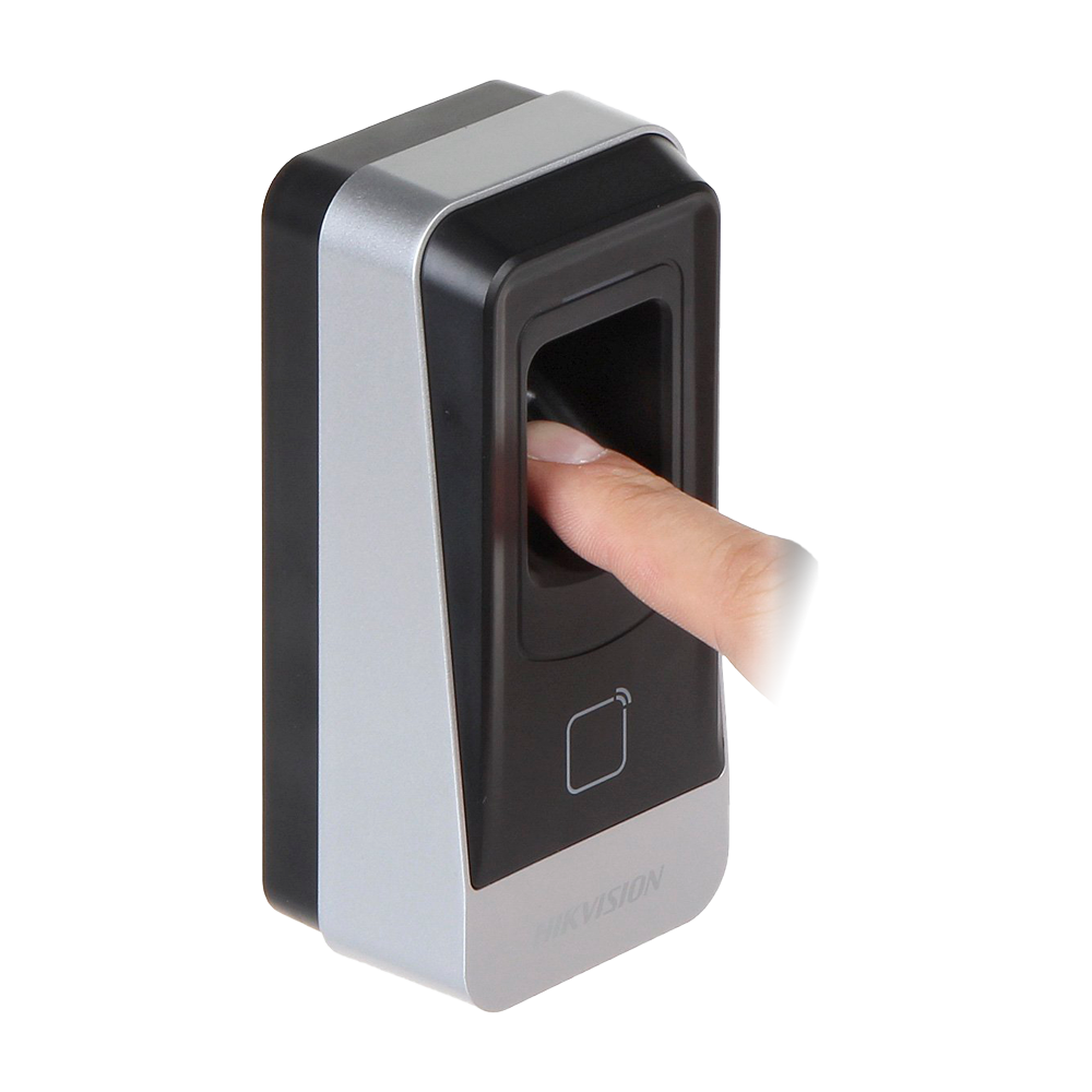Biometric fingerprint scanner for access control, hand using security fingerprint reader
