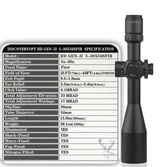 DISCOVERY HD GEN II 5-30X56 SFIR FFP-Z-MRAD - NeonSales {{ shop.shopifyCountryName }}