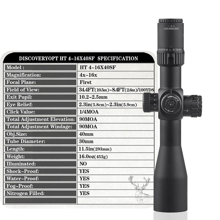 DISCOVERY HT 4-16X40 SF (FFP) RIFLE SCOPE - NeonSales {{ shop.shopifyCountryName }}