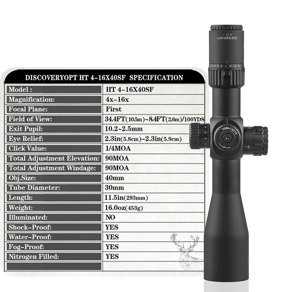 DISCOVERY HT 4-16X40 SF (FFP) RIFLE SCOPE - NeonSales {{ shop.shopifyCountryName }}