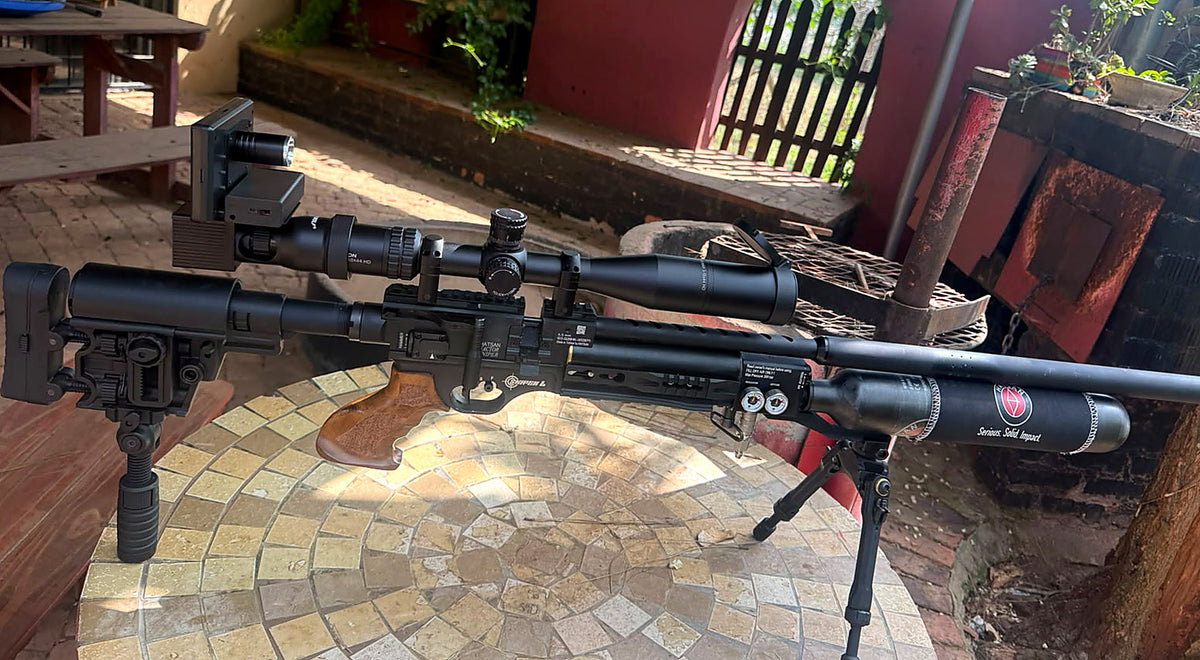 Eagle Vision DIY 25 x 75 Side-Cam kit installed on scope — real outdoor photo