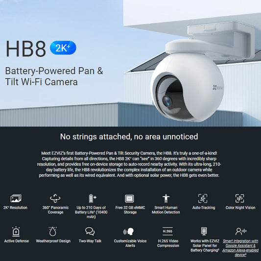 EZVIZ HB8 2K+ battery-powered pan and tilt Wi-Fi camera