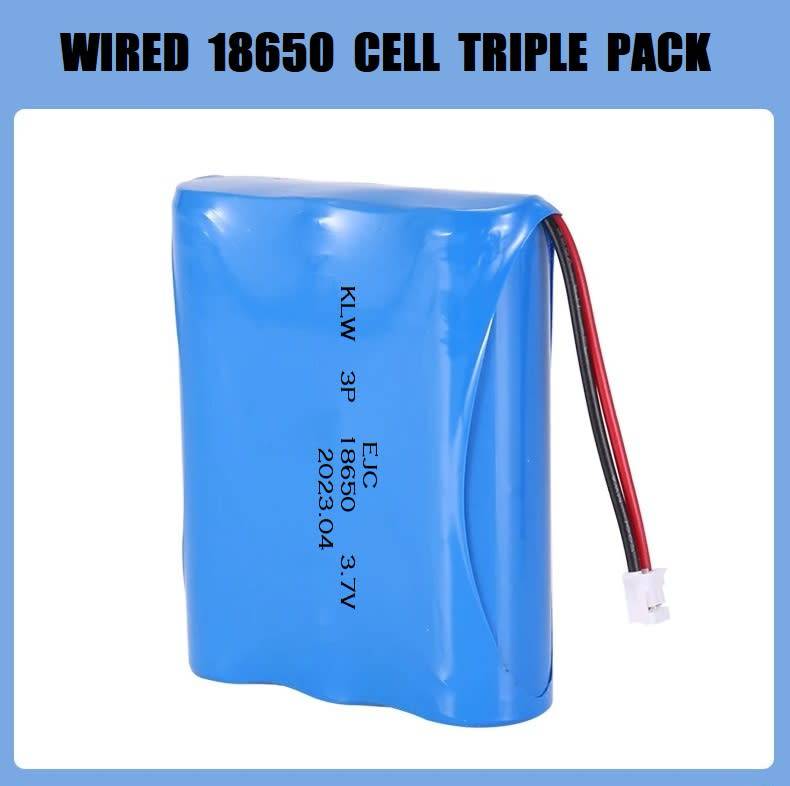 EJC V-SHAPED 3 X 18650 BATTERY PACK WITH CONNECTOR