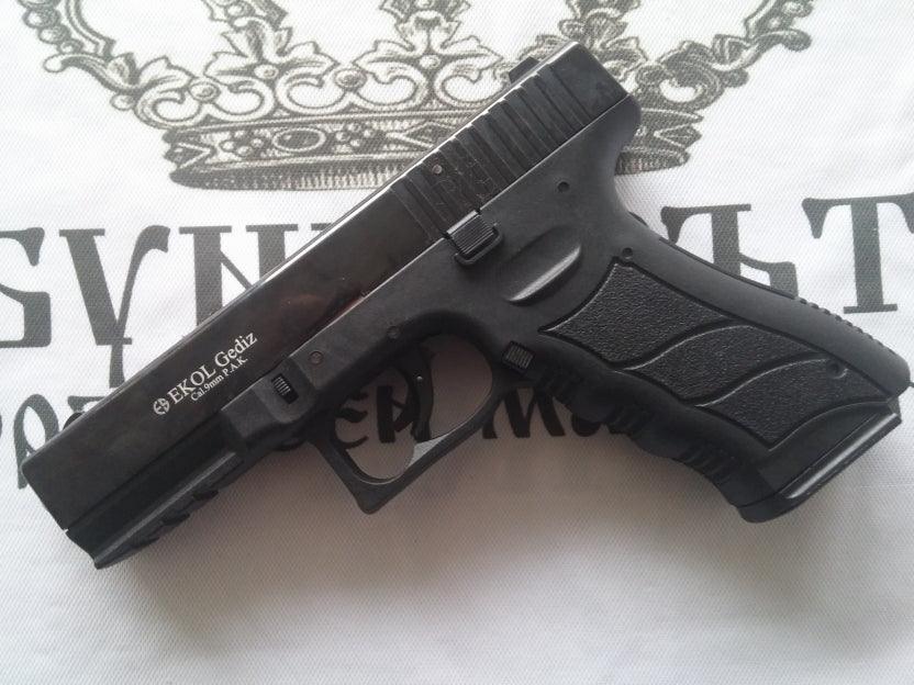 EKOL GEDIZ (GLOCK 17) BLANK GUN - BLACK W/ CHROME - NeonSales {{ shop.shopifyCountryName }}