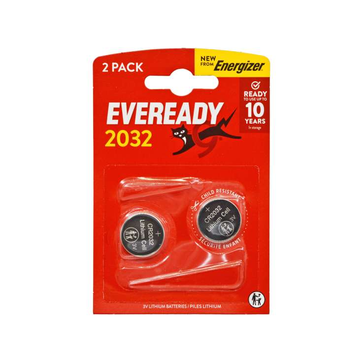 Eveready 2032 3V lithium battery twin pack product view