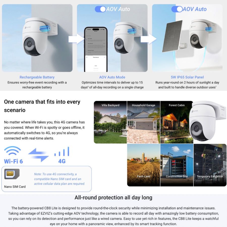 EZVIZ CB8 LITE 4G/WIFI SMART OUTDOOR CAMERA KIT