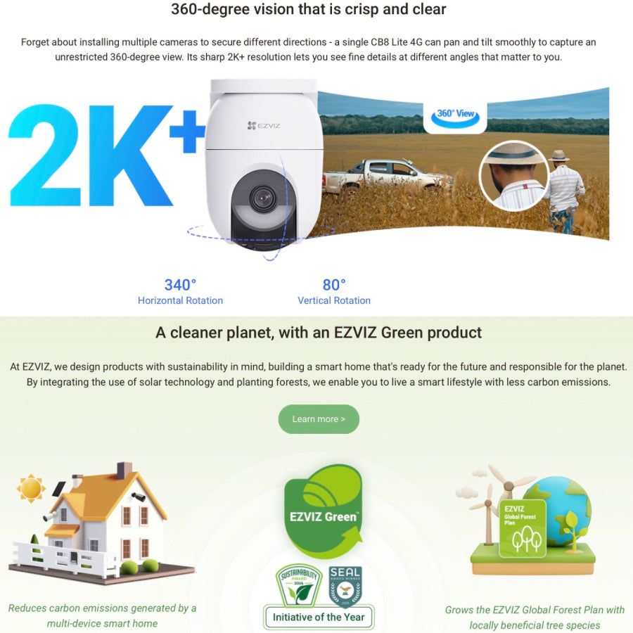 EZVIZ CB8 LITE 4G/WIFI SMART OUTDOOR CAMERA KIT