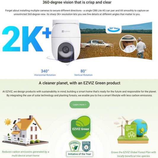 EZVIZ CB8 LITE 4G/WIFI SMART OUTDOOR CAMERA KIT