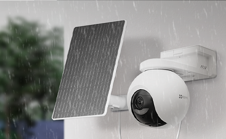 EZVIZ EB8 Pro 4G camera and solar panel installed outdoors