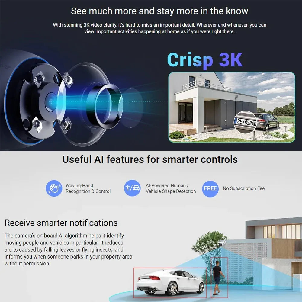 EZVIZ H3C 3K 5MP SMART OUTDOOR BULLET CAMERA - NeonSales {{ shop.shopifyCountryName }}