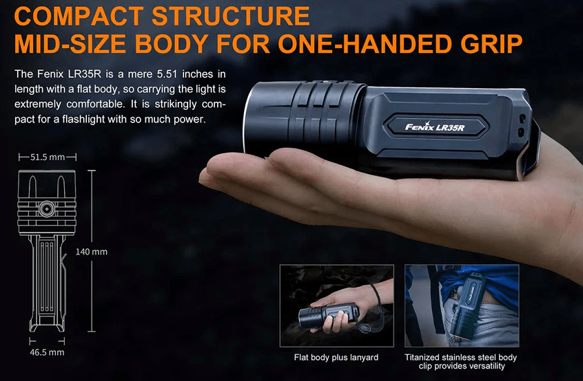 FENIX LR35R LED FLASHLIGHT - BLACK - NeonSales {{ shop.shopifyCountryName }}