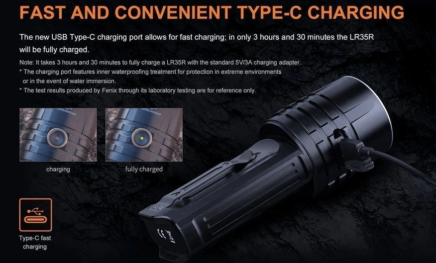 FENIX LR35R LED FLASHLIGHT - BLACK - NeonSales {{ shop.shopifyCountryName }}