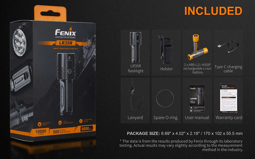 FENIX LR35R LED FLASHLIGHT - BLACK - NeonSales {{ shop.shopifyCountryName }}