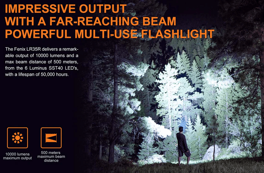 FENIX LR35R LED FLASHLIGHT - BLACK - NeonSales {{ shop.shopifyCountryName }}