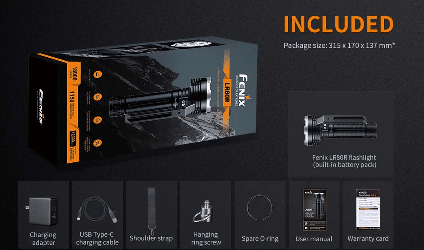 FENIX LR80R LED FLASHLIGHT - EUROPE PLUG - NeonSales {{ shop.shopifyCountryName }}