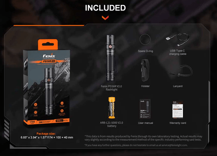 FENIX PD36R LED FLASHLIGHT (BLACK) - NeonSales {{ shop.shopifyCountryName }}