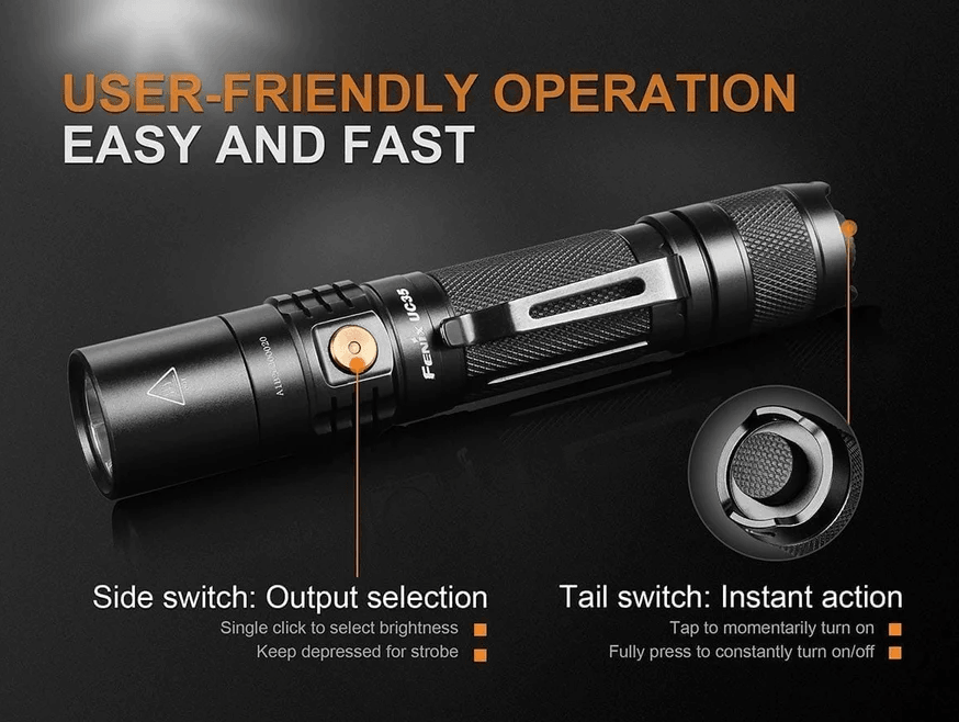 FENIX UC35 V2.0 LED FLASHLIGHT - BLACK - NeonSales {{ shop.shopifyCountryName }}