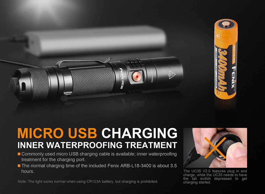 FENIX UC35 V2.0 LED FLASHLIGHT - BLACK - NeonSales {{ shop.shopifyCountryName }}