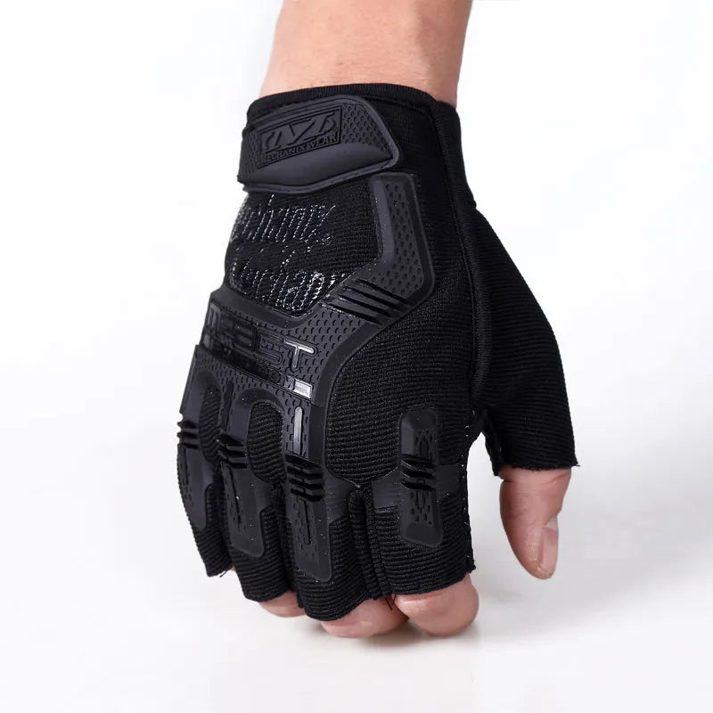 Black half-finger tactical glove alternate view