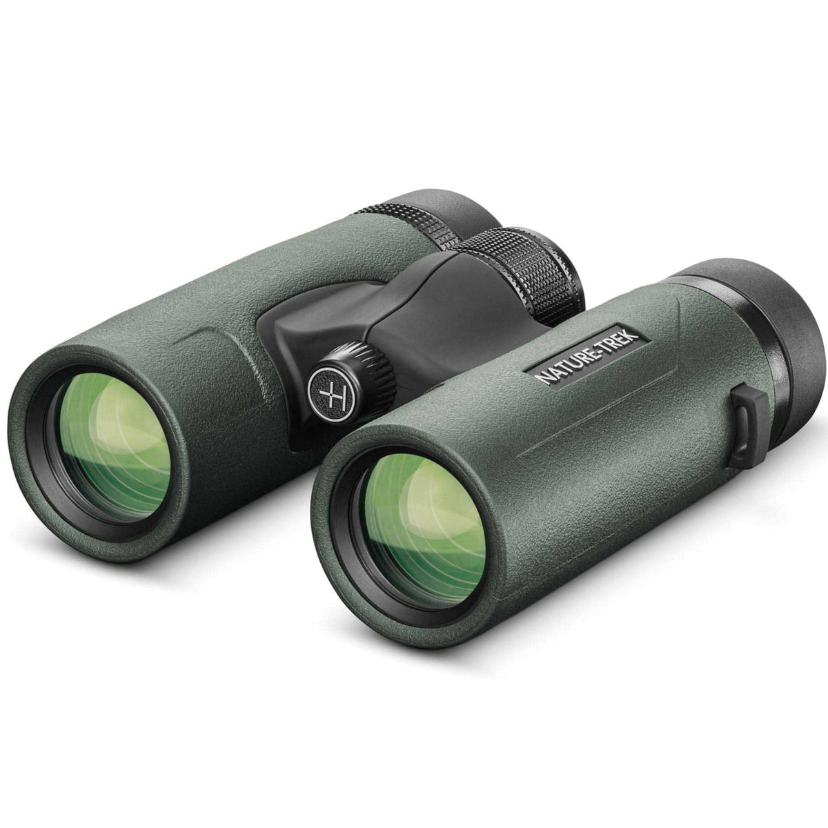 Hawke Nature-Trek 8x32 green binoculars angled front view