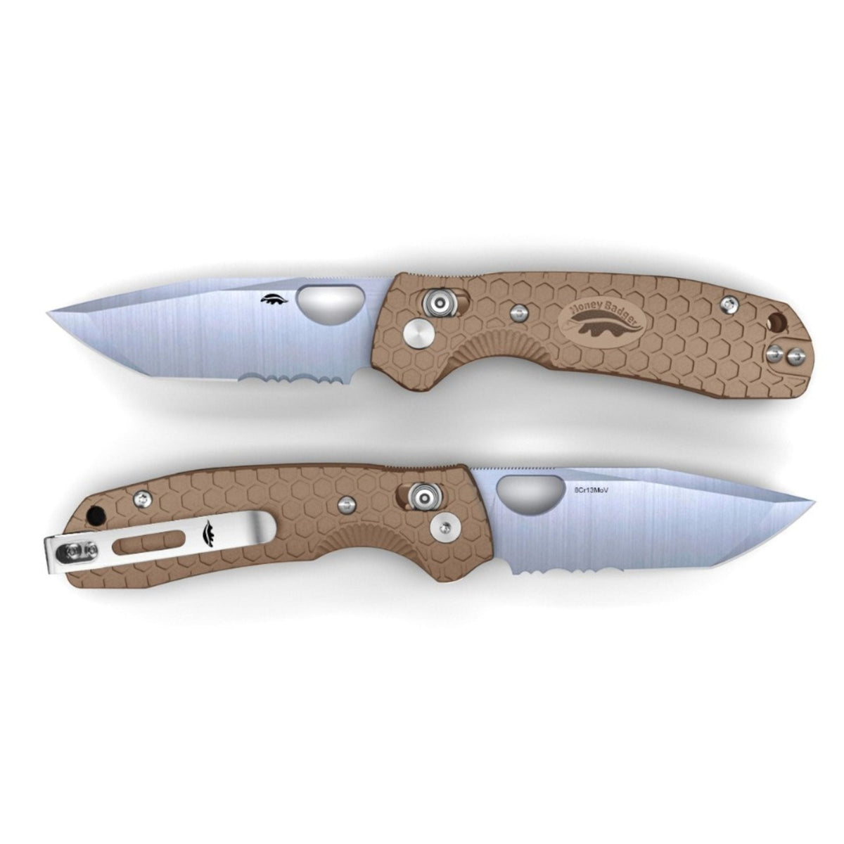 Honey Badger Medium/Large Cross-Bolt Tanto 50/50 Tan
