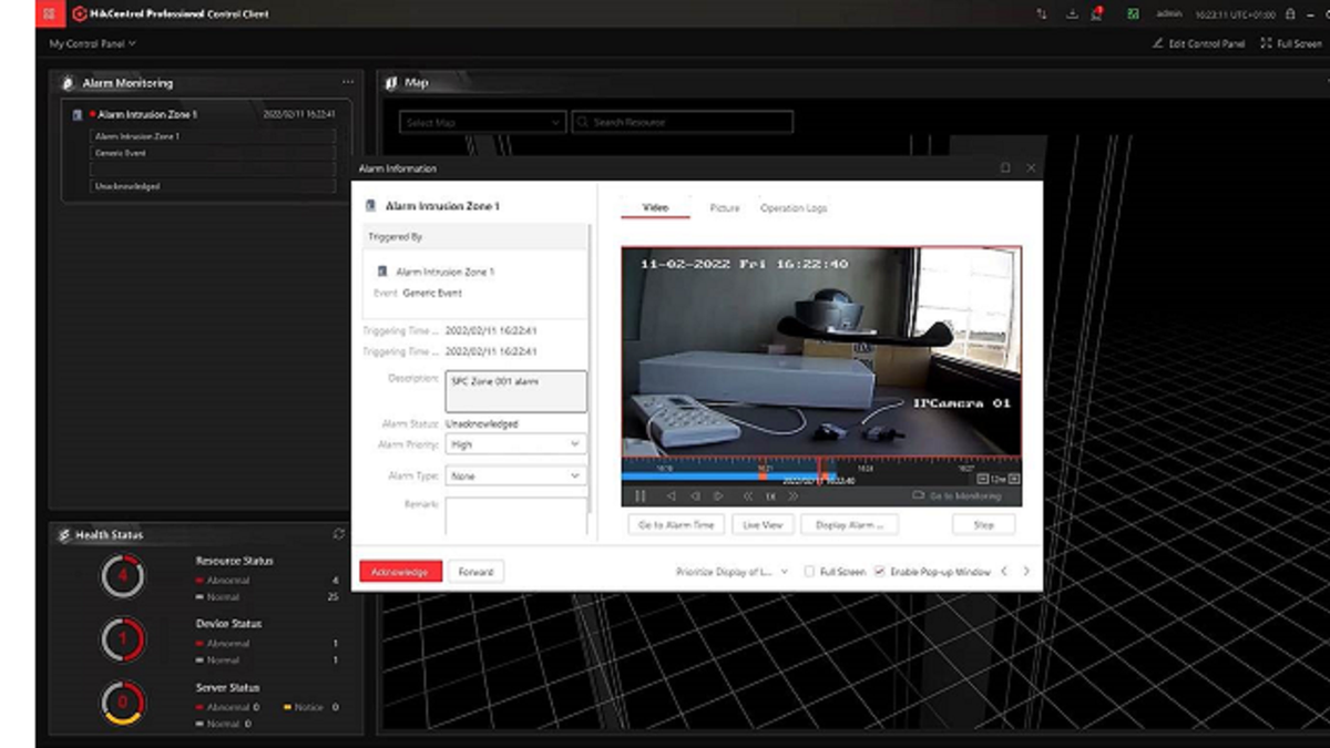 Hikvision HikCentral remote alarm monitoring interface
