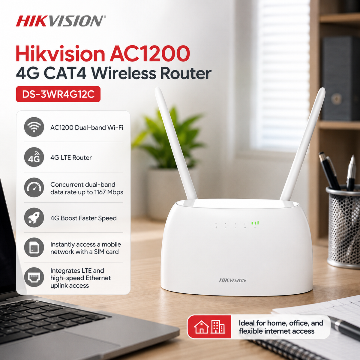 Hikvision AC1200 4G LTE Wi-Fi router