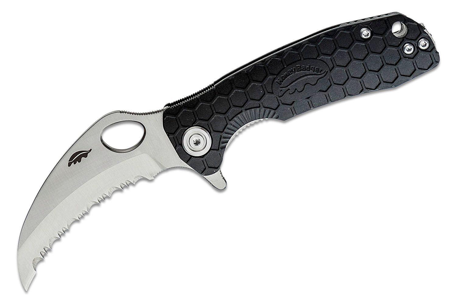 HONEY BADGER CLAW SERRATED FLIPPER - SMALL BLACK - NeonSales {{ shop.shopifyCountryName }}