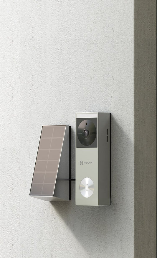 EZVIZ HP3 Pro video doorbell with its solar panel