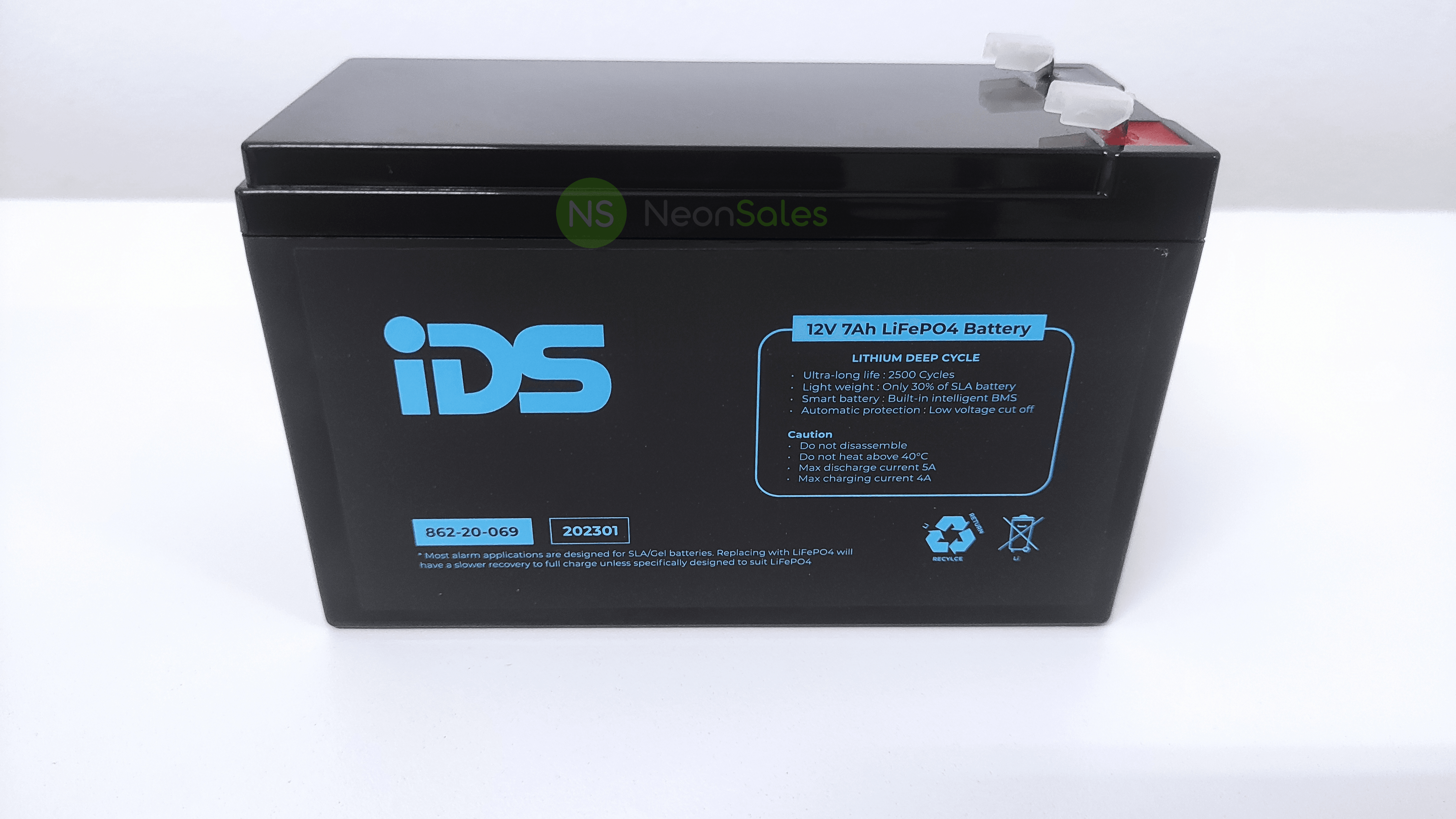 IDS 12V 7AH LITHIUM LIFEPO4 BATTERY WITH BMS - NeonSales South Africa