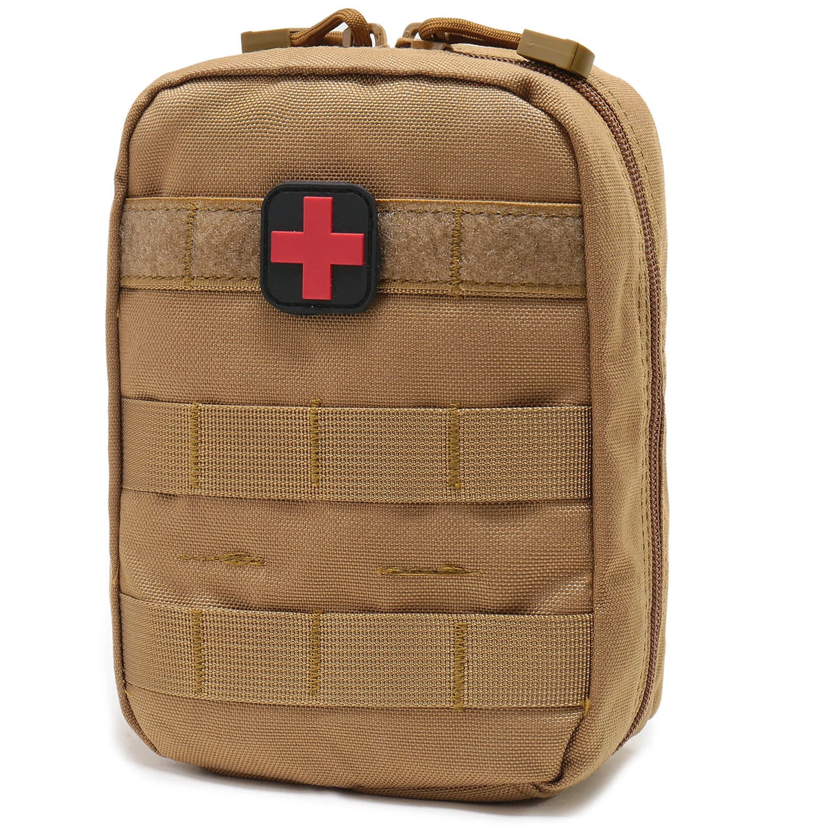 Tan IFAK MOLLE medical pouch front view