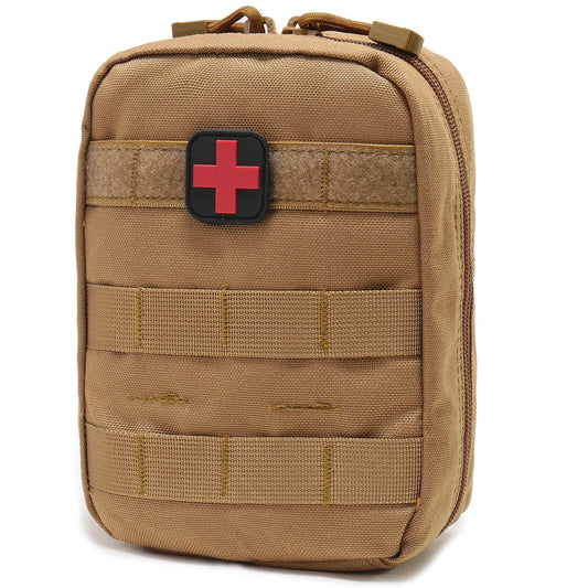 Tan IFAK MOLLE medical pouch front view