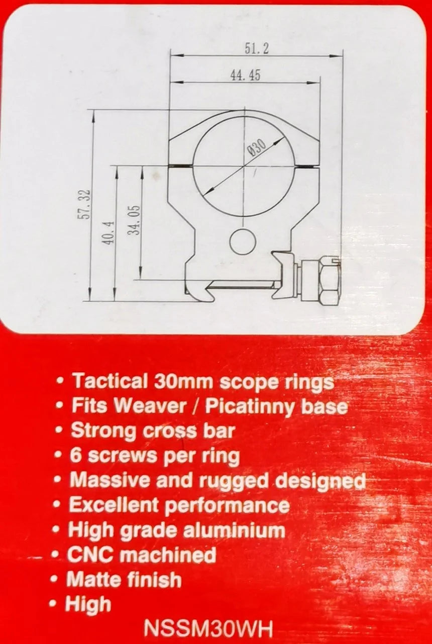 NIKKO STIRLING TAC-LOK RINGS, 30MM HIGH PICATINNY