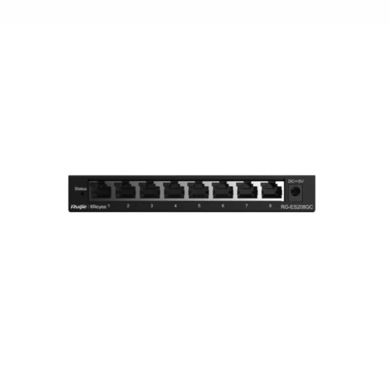 8-port network Ethernet switch with status indicator and DC power input