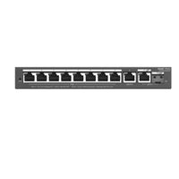 Front view of network switch with twelve ethernet ports for CCTV and security systems