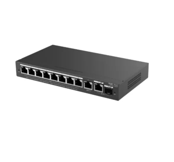 8 port network switch with metal casing and multiple Ethernet ports for CCTV or security systems
