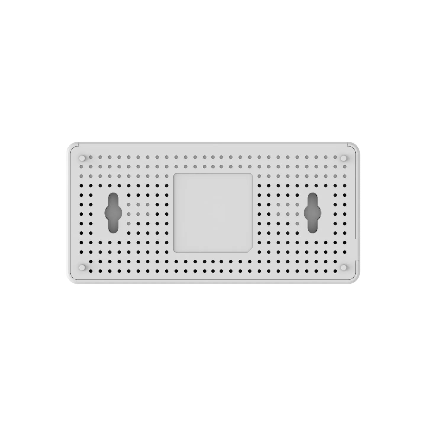 White wall-mount security alarm siren back panel with ventilation holes