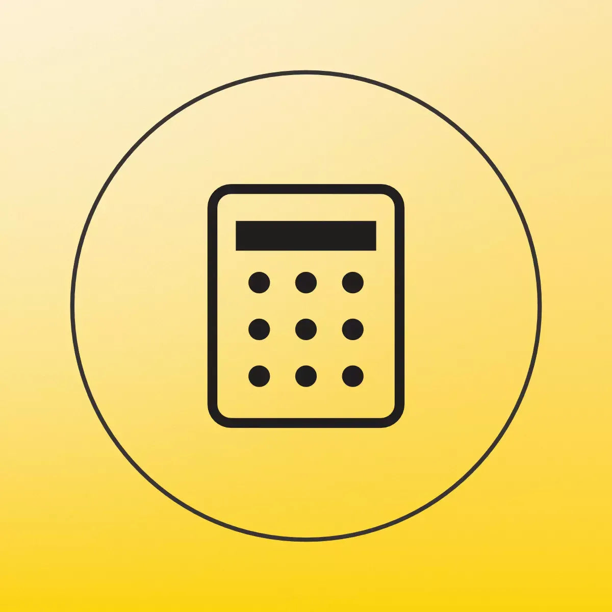 Black keypad or calculator icon on a yellow gradient background, security concept