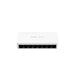 White 8-port network Ethernet switch with LED indicators, front view on white background