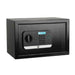 Black electronic safe box with digital keypad and display for home security storage