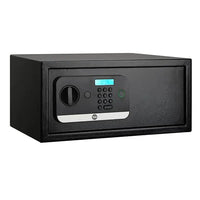 Black electronic keypad security safe with digital display and round handle