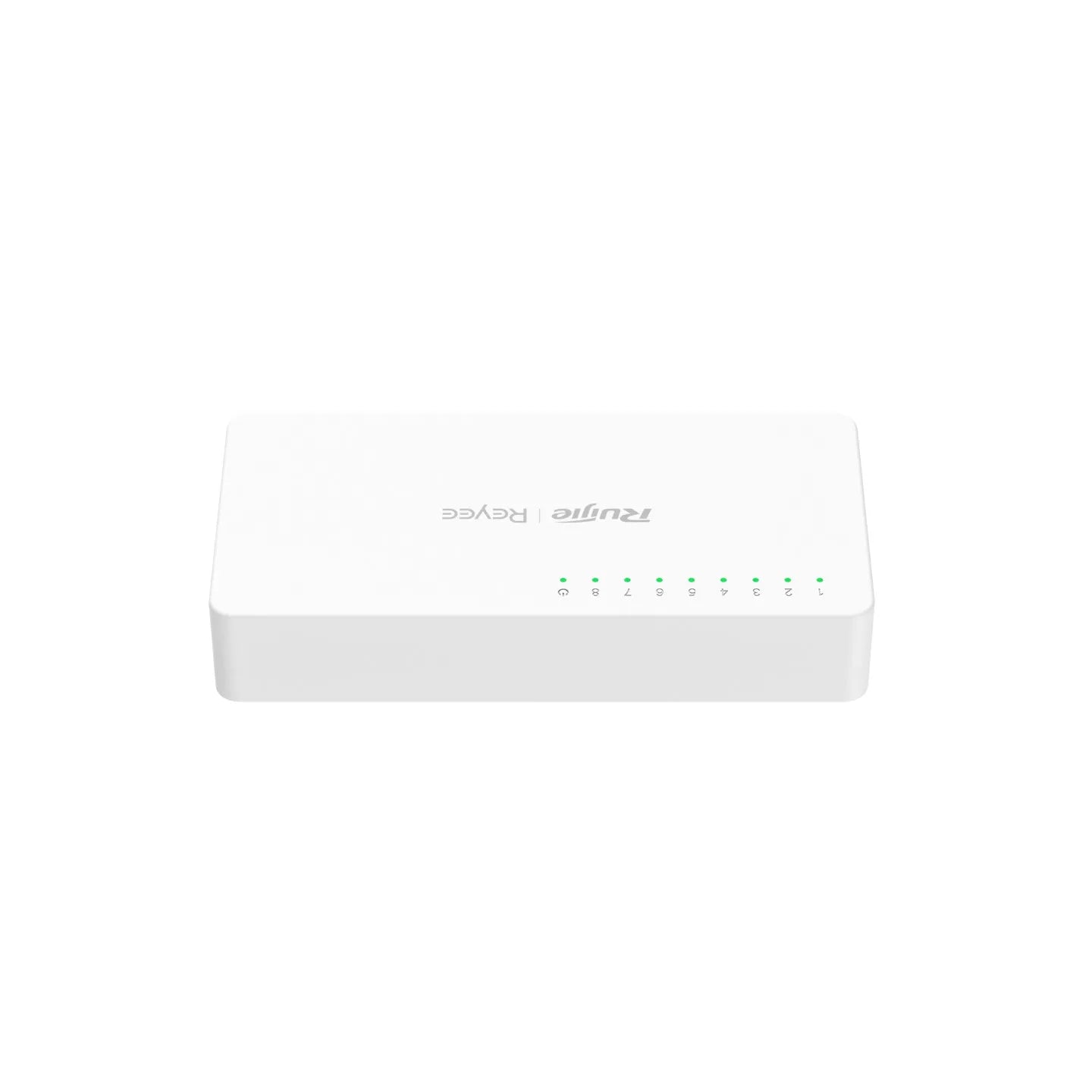 White network switch with indicator lights for home or office security systems