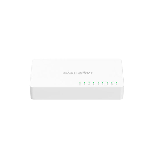 White network switch with indicator lights for home or office security systems