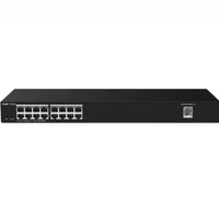 16-port black network switch with front Ethernet ports, ideal for CCTV and security systems