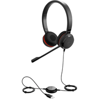Jabra Evolve 30 II stereo corded headset with USB controller and boom microphone