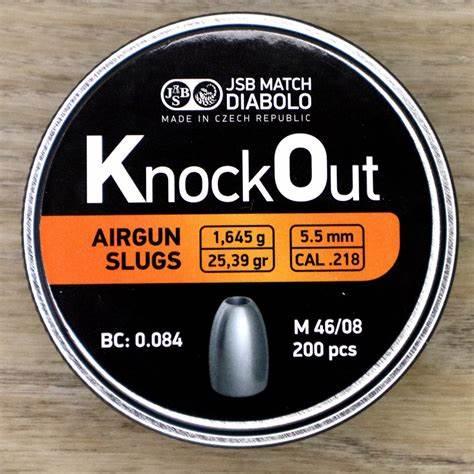 JSB KNOCKOUT (KO) SLUGS 25.39GR, .218 - 200's - NeonSales {{ shop.shopifyCountryName }}